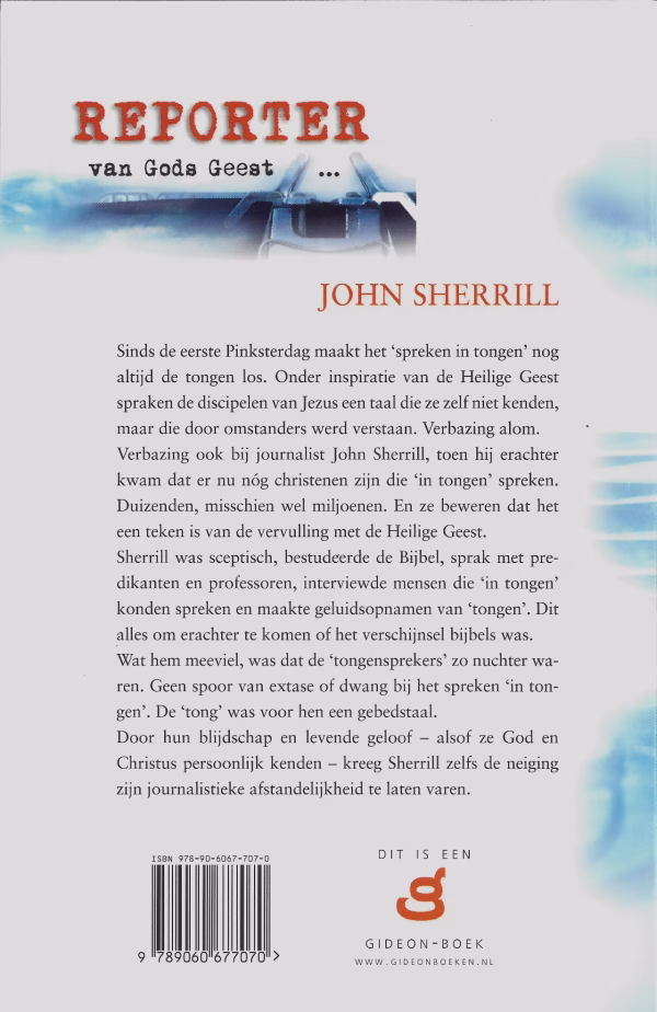 Boek reporter van Gods Geest -achteraanzicht.